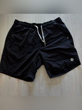 Vuori Black Men's Athletic Shorts with White Drawstring